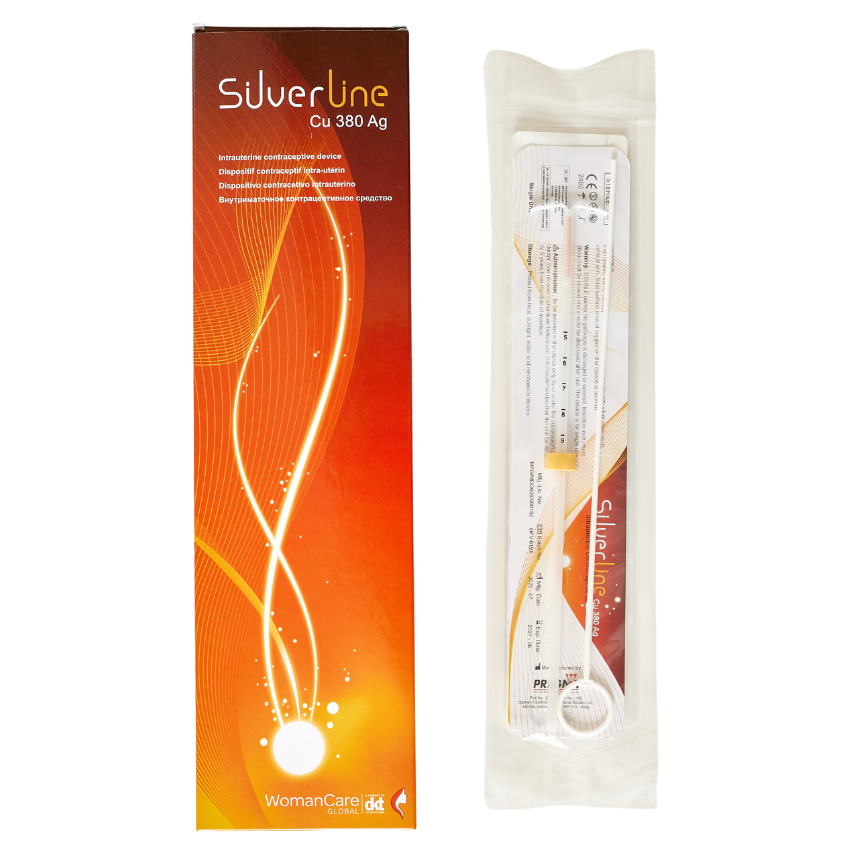 Silverline Cu 380 Ag is a non-hormonal intrauterine device effective for up to 5 years.